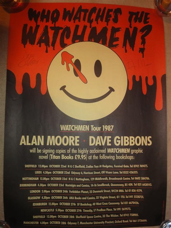 Watchmen 1987 Tour Poster Signed by Alan Moore and Dave Gibbons Comic Art